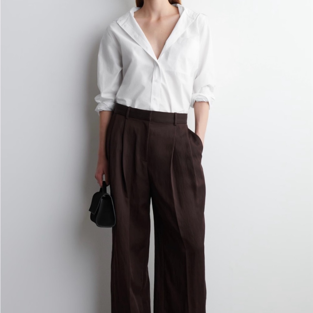 COS RELAXED FLUID WIDE-LEG PANTS - Cream
